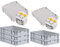 PROREGAL SuperSparSet 5x Eurobox NextGen Grip mit Scharnierdeckel und gelben Schiebeschnappverschlüssen, HxBxT 12x40x60cm, 23 L, Grau, Griffe geschlossen, Eurobehälter, Transportbox