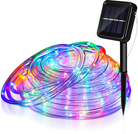 Cecaylie 20 M Solar Lichtschlauch Lichterkette, Bunt LED Lichtschlauch, 200 LEDs Wasserdicht Außenlichterkette 8 Modi, für Hochzeit,Party und Weihnachten,Weihnachtsbeleuchtung
