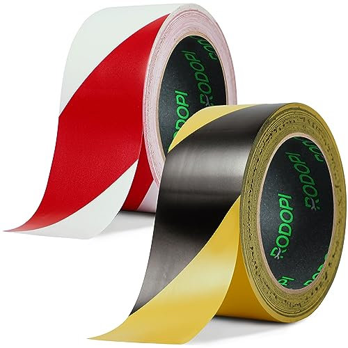RODOPI Bodenmarkierungsband FixGrip-Bounce 33m x 50mm Absperrband Gelb Schwarz oder Rot Weiß 150µm Markierungsband PVC Klebeband reißfestes Warnband - Rot/Weiß 1 Rolle