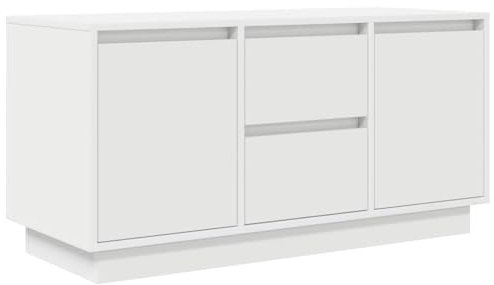 vidaXL TV-Schrank mit LED-Leuchten Weiß 100x41x50 cm, Lowboard, Fernsehschrank, TV-Sideboard, Fernsehtisch, TV-Ständer, TV-Lowboard, TV-Möbel