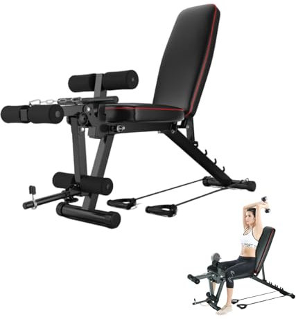 ypuxil Verstellbare Hantelbank Hantel Bank, 5-stufige Winkeleinstellung, hochdichter Schaumstoff und Stahlrahmen für Kurzhanteldrücken/Curls/Beinheben Tragkraft 200kg/440 lbs Black,162cm