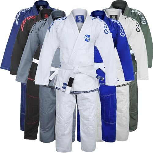 Zafco Sports Brazilian Jiu Jitsu Gi BJJ Gi für Damen und Herren Grappling Gi Uniform Kimonos leicht, sanforisiert, mit weißem Gürtel, Weiss/opulenter Garten, A2L