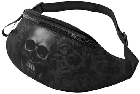 Gürteltasche mit Gothic-Tapete, Totenkopf-Design, große modische Bauchtasche für Damen und Herren, sichere Reißverschlusstaschen, verstellbare Hüfttaschen für Reisen, Party, Sport, Laufen, Wandern