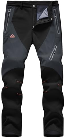 donhobo Herren Outdoorhose Winddicht Wasserdicht Wanderhose Winter Warm Gefüttert Softshellhose Schnelltrockend Camping Funktionshose Trekkinghose, Schwarz, 38