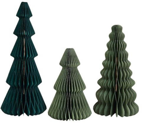 Generisches 3pcs Wabe -Papier -Weihnachtsbaum für Neujahrspartydekor (grün)