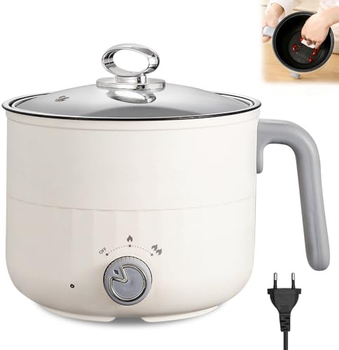 Elektrischer Hot Pot Kochtopf, Elektrische Hot Pot Topf 1,8 L, Elektrischer Kochtopf, Antihaft Mini Elektropfanne, Schneller Ramen Kocher Für Zuhause Büro Schlafsaal, Doppelte Feuerkontrolle