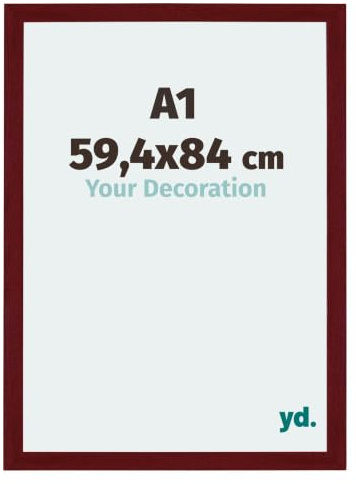 yd. Puzzlerahmen DIN A1 59.4x84 Weinrot Gewischt - MDF rahmen Mura | Your Decoration, Geeignet für Puzzles mit 1500-2000 Teilen, Antireflex-Acrylglas aus Kunststoff, Wandmontage, Made in Holland