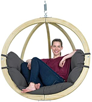 AMAZONAS Globo Chair - Premium FSC-zertifizierter, Wetterfester Hängesessel mit Super Soft Polsterung, In- und Outdoor | Belastbar bis 120 kg | Farbe: Anthracite