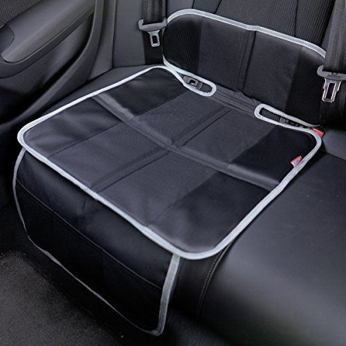 Stimo24 Auto KFZ Kindersitzunterlage/Sitzschoner/Autositzunterlage - Schwarz - Polyester - Auto - Universelle Passform - ISOFIX geeignet - Sitzschoner