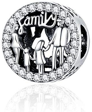 Ciondolo raffigurante la famiglia, in argento Sterling 925, per anniversari, compatibile con bracciali Pandora (B)
