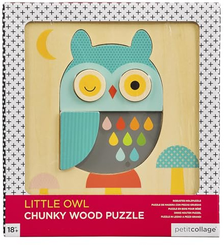 Petit Collage PTC318 Chunky Wooden Tray Owl Puzzle, Multi