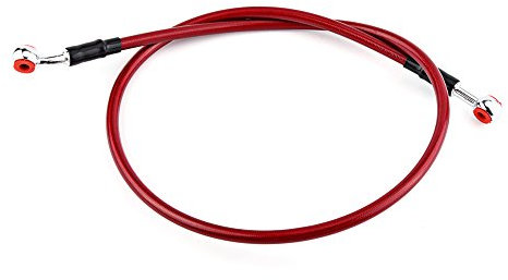 Tubazione flessibile olio freno, 45 / 90cm Tubo flessibile olio freno universale per moto Tubazione tubo carburante Raccordo in acciaio inossidabile intrecciato(90CM -Rosso)