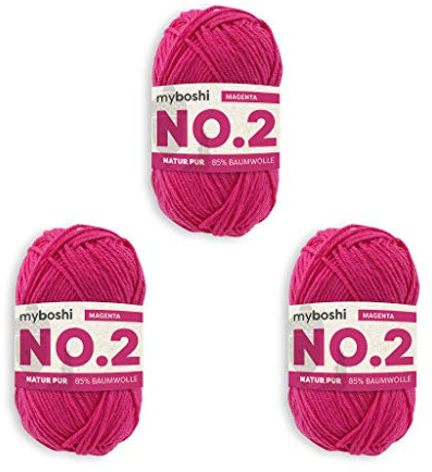 myboshi Häkel- und Strickgarn | Modell: No.2 mit Kapokfaser | Leichtes Garn | 3-Kugelgarn | 2620 Magenta