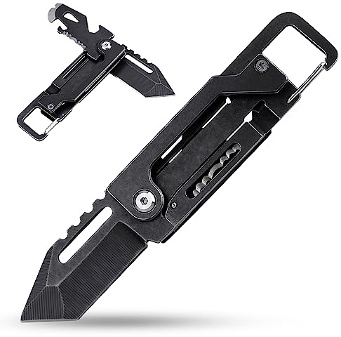 【2 Pcs】18 in 1 Schneeflocke Multi-Tool Edelstahl Portable Steel Tool,Multitool Box Cutter/Auto Schlüsselkette mit Flaschenöffner
