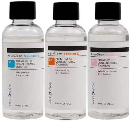 Aqua Peeling Sérum Hydra pour le visage 50ml Liquide de nettoyage en Liquide d'oxygène Désinfectant pour le nettoyage de l'eau Utilisé pour la machine Elitzia ETLB245 ETQY1104 Set de 3 bouteilles