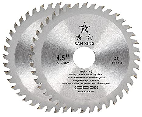Lames de Scie Circulaire 115 x 22.2 mm 40 Dents Disque Tronçonnage Bois Carbure Finition Scies pour Métal Bois Pierre Verre Plastique Disque de Coupe Sans Fil Scie Dents de Disque (2 pcs)