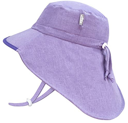 Jan & Jul Baby Sonnenhut mit Breiter Krempe für Mädchen, Schnelltrocknend (M: 6-24 Monate, Lila)
