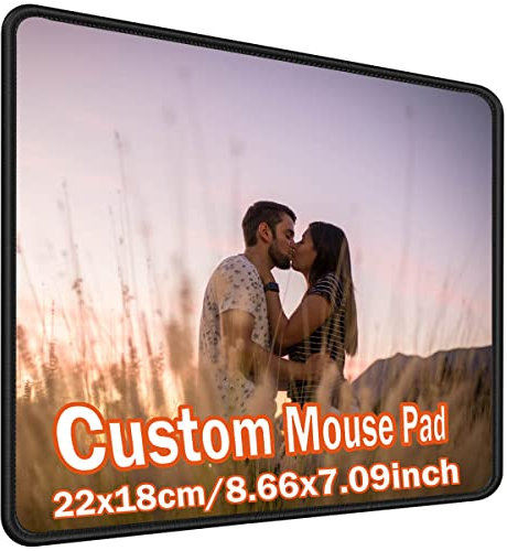 Tappetino per mouse personalizzato con foto, tappetino per mouse antiscivolo personalizzato con immagine e testo, forniture per scrivania da ufficio 22 x 18 cm