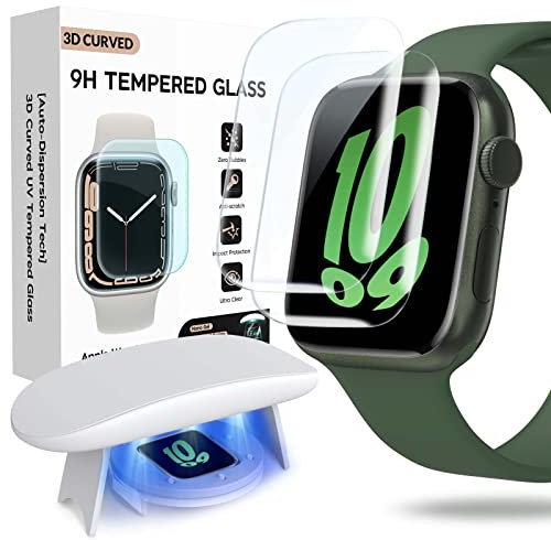 Flokinice 2-Stück für Apple Watch Series 9/8/7 41mm Displayschutz, Voller Schutz Anti-Beschlag Wasserdicht 𝐕𝐞𝐫𝐬𝐭𝐞𝐜𝐤𝐞𝐧 𝐊𝐫𝐚𝐭𝐳𝐞𝐫 Gehärtetes Glas für iWatch Serie 7/8/9 (41mm)