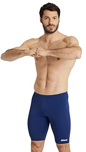Arena Men's Performance Solid Team Jammer Swim Trunks, Navy/White, 32