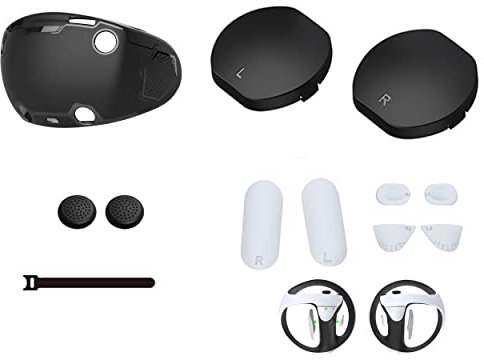 HMHAMA VR Protective Case Cover Set Compatible for PS VR2, VR Headset Silicone Case Shell, Lens Cover, Controller Non-Slip Silicone Pads, Rocker Cap