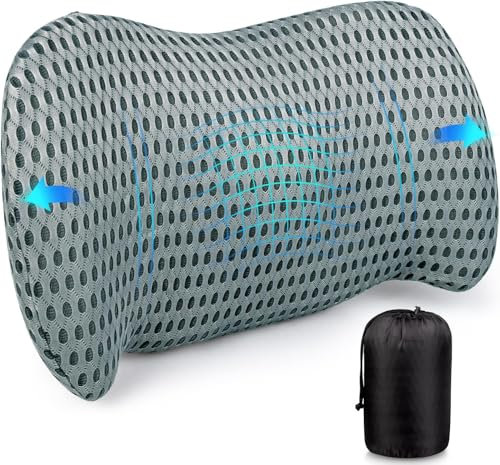 AgoKud Lumbar Pillow, Memory Foam Lumbar Support Pillow for Car, Office Chair, Ergonomic Streamline Back Support Pillow for Lower Back Pain Relief, Back Pillow for Car, Chair, Couch, Travel(Grey)
