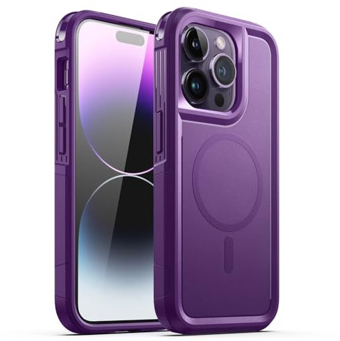 JETech Case for iPhone 14 Pro Max 6.7-Inch Compatible with MagSafe, Heavy Duty Dual-Layer Rugged Protection, Shockproof Protective Tough Phone Magnetic Cover (Deep Purple)