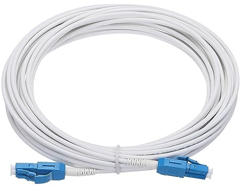sourcing map 1Pcs 32.8Ft Single Mode Uniboot Duplex OS2 Armored Fiber Optic Patch Cable LSZH LC/UPC-LC/UPC Jumper Optical White for Fiber Optic LAN Networks
