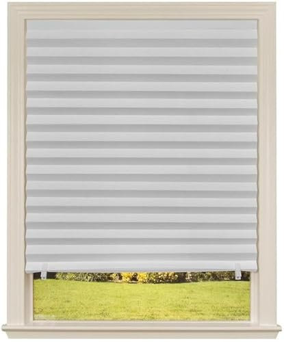 Temporary Blinds/Stick On Blinds for Windows With Clips - Pleated Shades Paper Blind - Shade For Bedroom, Bathroom, Kitchen - Temporary Shade Blinds- 92cm X 180cm (White(Light Filtering), 2)
