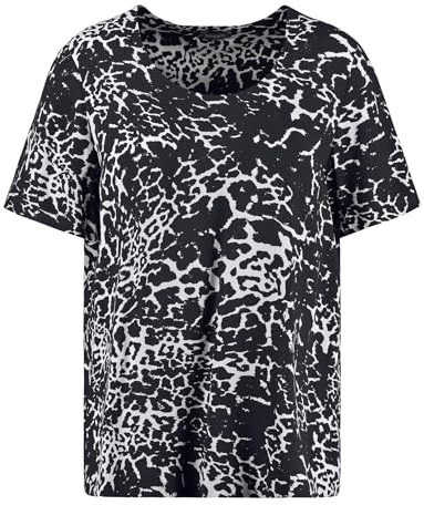 Samoon Damen Blusenshirt mit kurzem Arm Kurzarm Gemustert Navy Gemustert 48