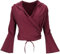 GURU SHOP Wickelshirt, Yogashirt, Langarmshirt mit Trompetenärmeln - Weinrot, Damen, Baumwolle, Size:L