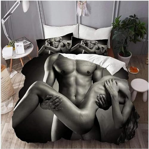 Pechiwuo Bettwäsche 135x200 cm Sexy Mädchen Bettwäsche-Set Winter Bettbezug Weiche Mikrofaser Bettzeug Set 3D Nackte Männer Kinderbettbezug 135x200 cm + 2 Kissenbezug 80x80 cm J362