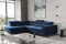 Kaiser Möbel, Ecksofa mit schlaffunktion, mit Bettkasten, Schlafsofa Atom Lux, Designer Sofa, Modern Design Couch, Polsterecke, Freistehend, Stoff Monolith Klasse A, Dunkelblau Links