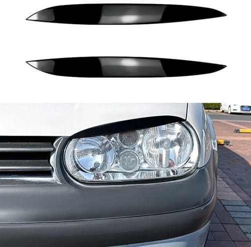 DUBOXX Compatibile per Volkswagen VW Golf 4 MK4, 2 Pezzi Sopracciglio Faro Anteriore Auto, Striscia Guarnita Copertura Palpebra, Adesivi per Finiture Luci Testa Ciglia,A Black