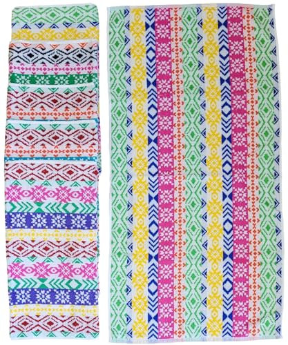 Ilkadim Export Handtuch-Set 6 Stück 45x90cm, bunt Gemustert, 100% Baumwolle, Handtücher, Duschtücher, Badetuch (hell bunt Gemustert)