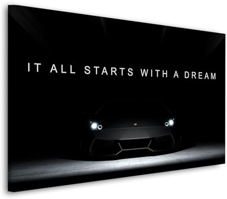 Kunstwelten24 Wandbild Leinwandbild Auto Sportwagen Motivation Größe 150x100x4cm