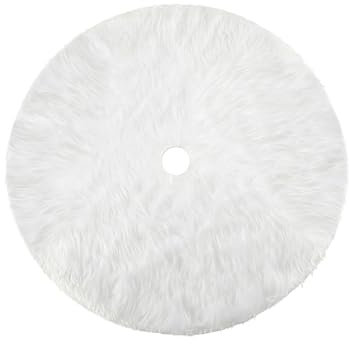 HOWAF Petite Jupe de Sapin de Noel 19 Pouces /50cm Peluche Neige Tapis Sapin Noel Blanc Cache Pied Sapin de Noel Couvre-Pied de Sapin pour la Decortion Sapin Noel