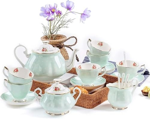 Élégant service à thé en porcelaine anglaise avec théière, tasse et soucoupe, parfait pour les adultes, idéal pour service à thé de mariage