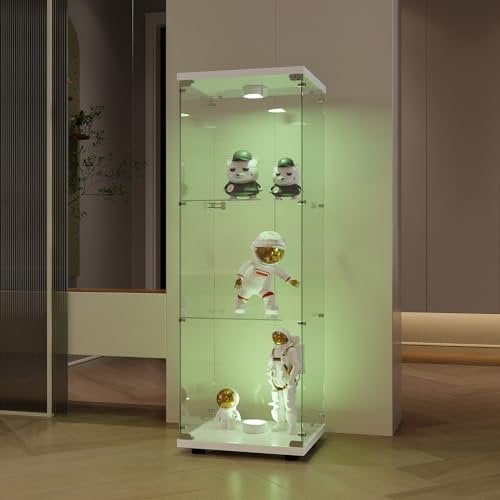Générique Vetrina in vetro, armadio da collezione moderno in vetro a tre strati con porta, vetro temperato trasparente e vetrina da collezione per camera da letto, soggiorno e sala da pranzo