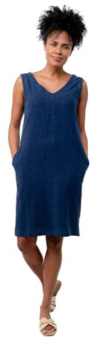 Lily & Me Laynie Dress Plain Linen Sleeveless - Navy - Size 16