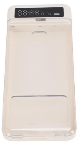 Oreilet Phone Lock Box, Self Control Timer Lock Box with Transparent Cover 300mAh Battery for Sturdy Work College Students Fitness ADHD Gifts (Beige)