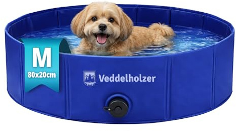 Piscina per cani pieghevole Veddelholzer (M) 80 x 20 cm Antiscivolo – Piscina per cani robusta, salvaspazio e stabile, ideale per giardino e balcone, montaggio rapido senza gonfiaggio, per cani