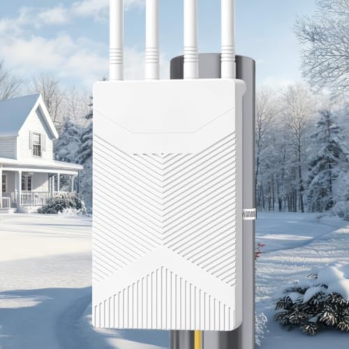 MEETOWN WiFi 6 Extender Outdoor, 3000Mbps Long Range Wireless Access Point | Gigabit Port, Passive PoE, IP67 Weatherproof for Starlink, Gardens, Yard, Farm, 5GHz bis 2400MBit/s & 2.4GHz bis 600MBit/s
