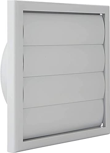 Blauberg Grey Gravity Grille 150 mm - 6 inch External Ducting Air Vent with Round Spigot and Non-Return Shutters for Kitchen Ceiling Extractor Fans Inline Bathroom Fan Duct Cover Exterior Wall