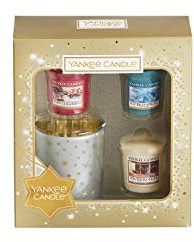 Yankee Candle Set Regalo Con 3 Candele Votive Profumate e Portacandela