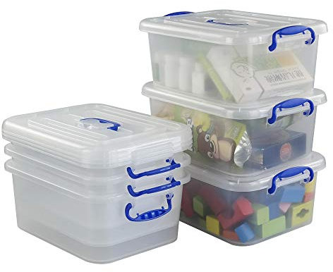 Hokky 7 Liter Transparent Plastic Storage Boxes Set of 6, Storage Boxes with Lids