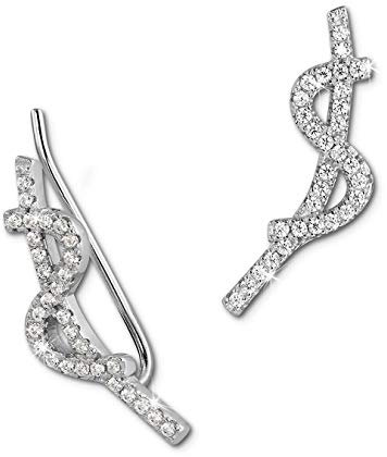 SilberDream weiß Ohrklemmen Ear Cuff Wave Zirkonia 925 Silber Ohrringe D2GSO451W ein Geschenk zu Weihnachten, Geburtstag, Valentinstag für die Frau