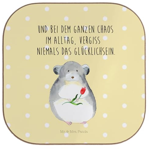 Mr. & Mrs. Panda Untersetzer für Gläser Chinchilla Blume - Geschenk, gläseruntersetzer, Chinchillas, Liebeskummer, Büro, Coaster, Holzuntersetzer, Glas, Lustige Sprüche, Tassenuntersetzer, Kummer