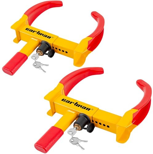 Cartman 2er-Pack Strapazierfähige Radkralle für Anhänger, Universal-Sicherheitsreifen, verstellbares Diebstahlsicherungsschloss für Anhänger, SUV, Boote, ATV, Motorräder, Golfwagen, 4 Schlüssel