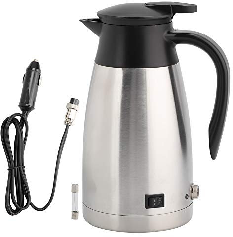 Allsor Hervidor de Agua para Coche, 1 L, 12 V/24 V, Acero Inoxidable, Apagado Automático, Portátil